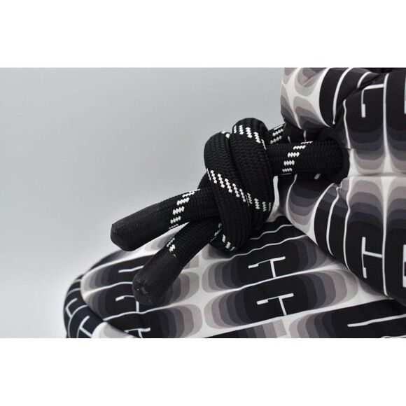 UGG Womens Size 7 Classic Maxi Black White Wave UGGPlush Wool Blend Short Boots - Picture 5 of 13